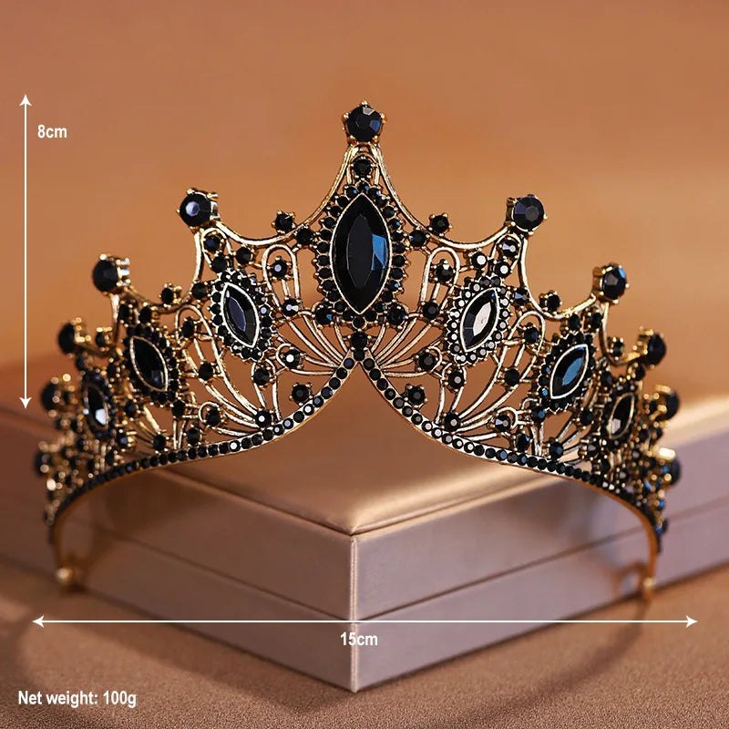 Bridal Elegance Crystal Tiara - Dazzling Silver Crown for Weddings Black