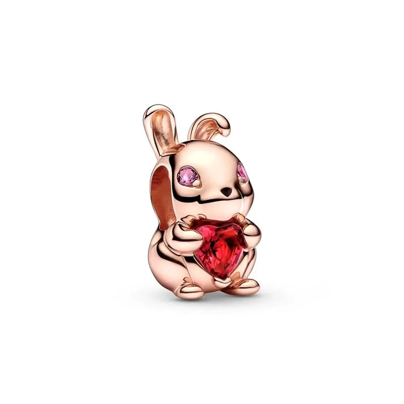 Sparkling Rose Gold Family Tree & Flower Charm Bead for European Silver Bracelet YY1151