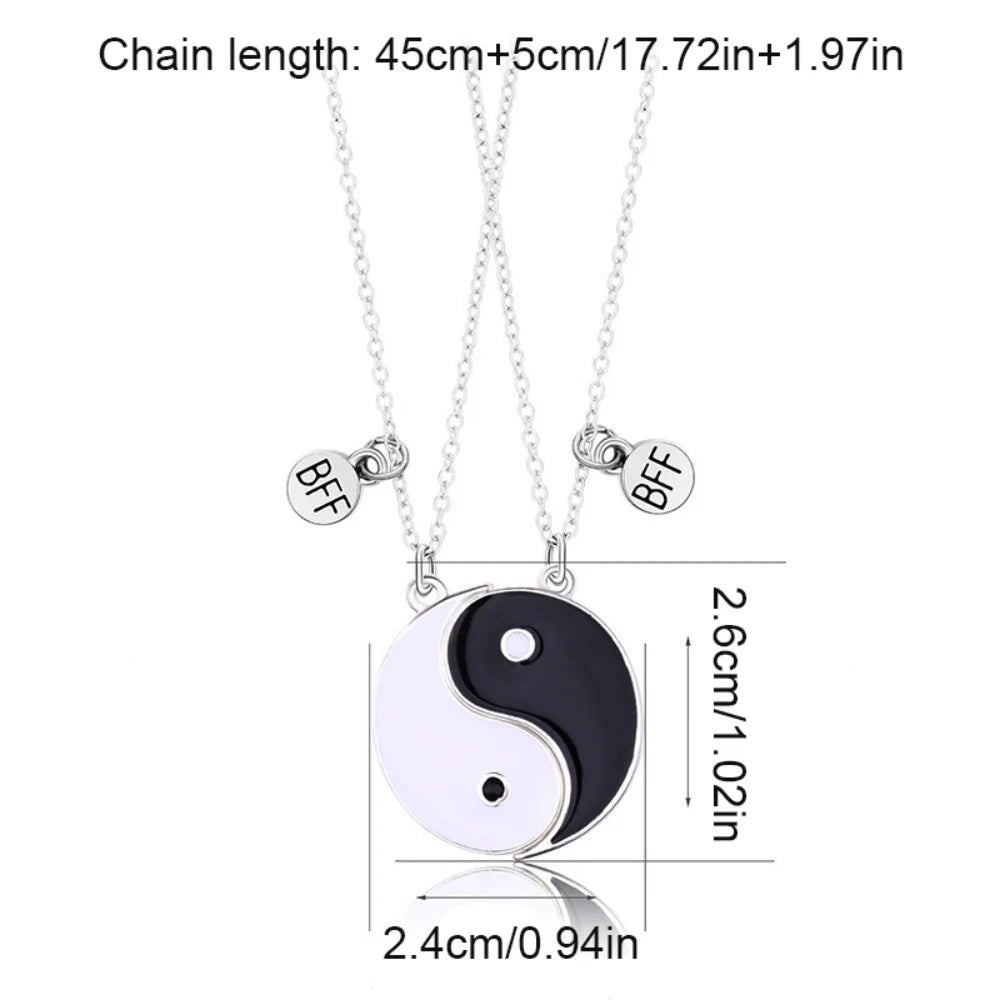 Best Friend Taichi Magnetic Pendant Necklaces Set for Couples and Friends