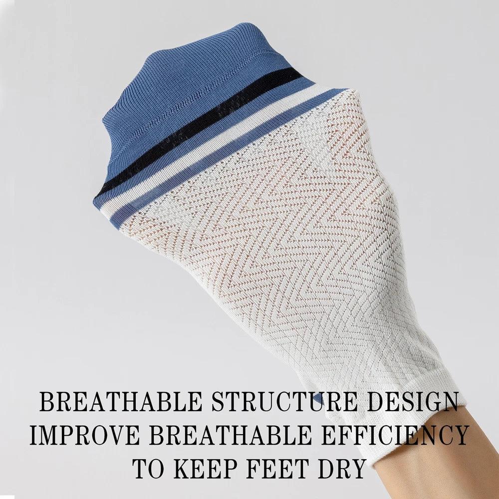 5 Pairs Mens Colorblock Mesh Sports Socks Anti Odor