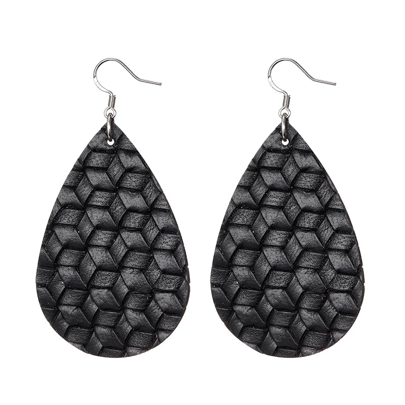 Elegant Faux Leather Teardrop Earrings for Women Lightweight Dangle Fashion Jewelry