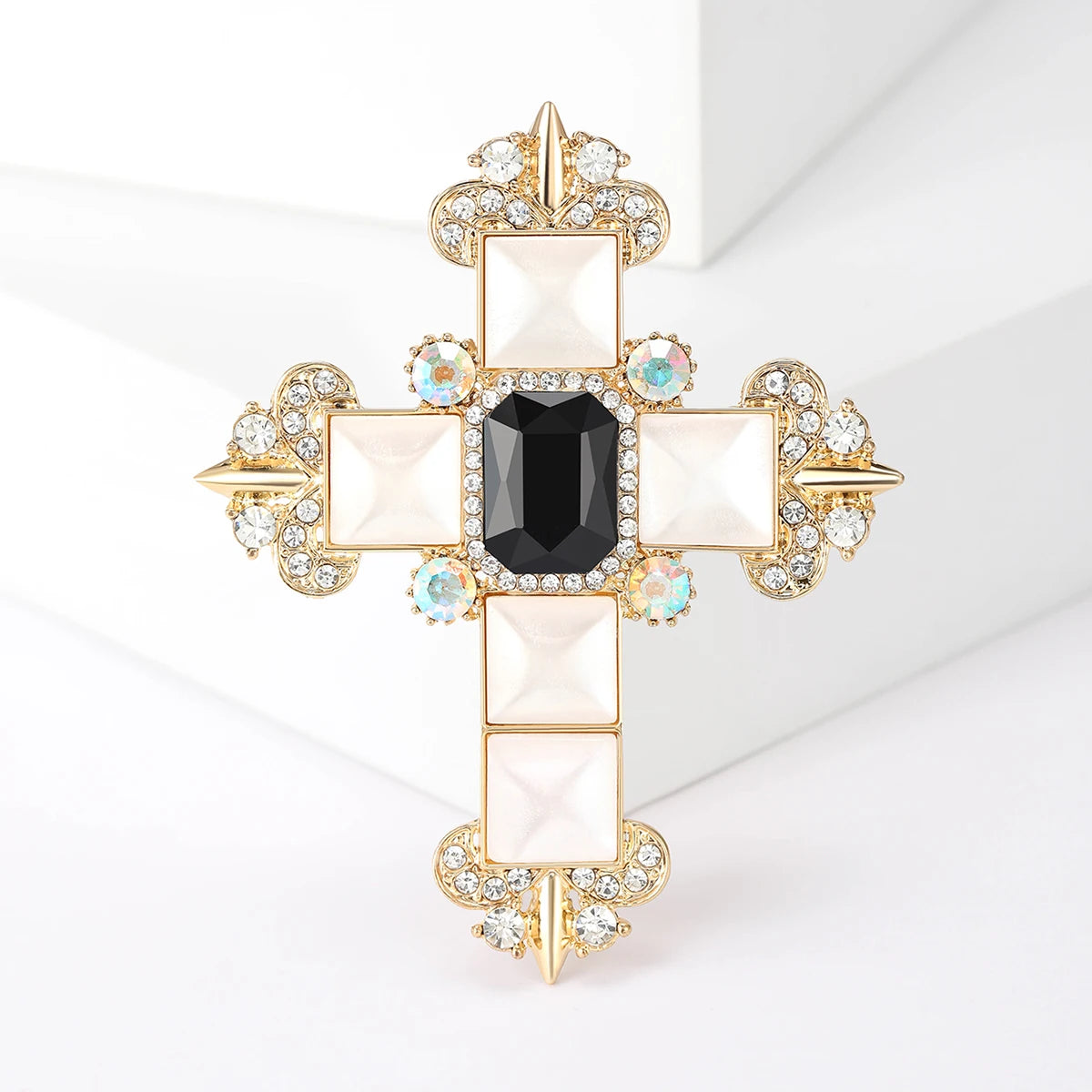 Rhinestone Cross Brooches for Women Stylish Floral Pins Perfect for Parties and Gifts