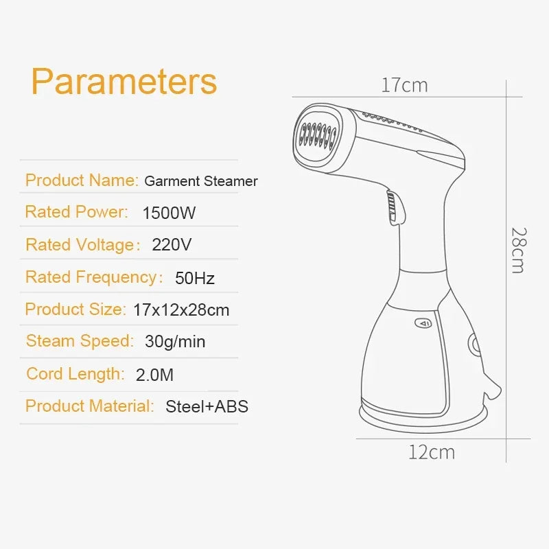 Quick-Heat Hand Garment Iron Steamer for Clothes 1500W