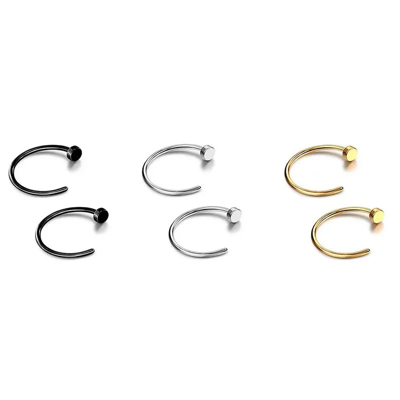 2/6 Pcs Top Rated Stainless Steel Fake Nose Rings for Women Stylish Lip and Nostril Piercing Jewelry A1-6Pcs-3 Colors