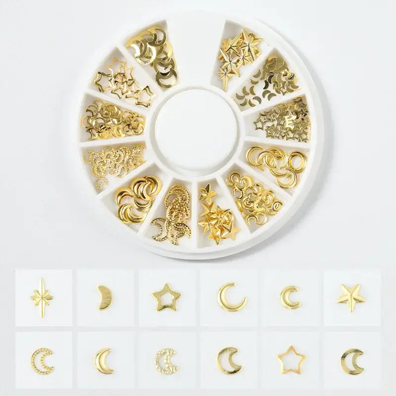 Resin Filling Metal Rivet Moon Stars Nail Art Decorations Mixed Beach Ocean Style Jewelry DIY Charms PP-XY-3