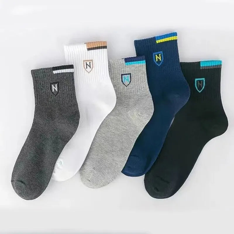 5/10/20 Pairs Men's Medium Length Socks With Letter Pattern