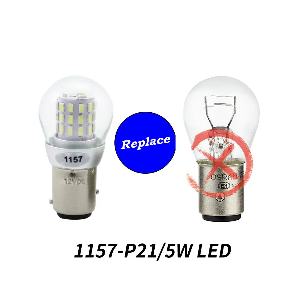 Car LED Bulb P21W and P21/5W 1156 1157 12-24V 6000K White to Amber Error Free Fog Light Side Marker Lamp for Automobiles
