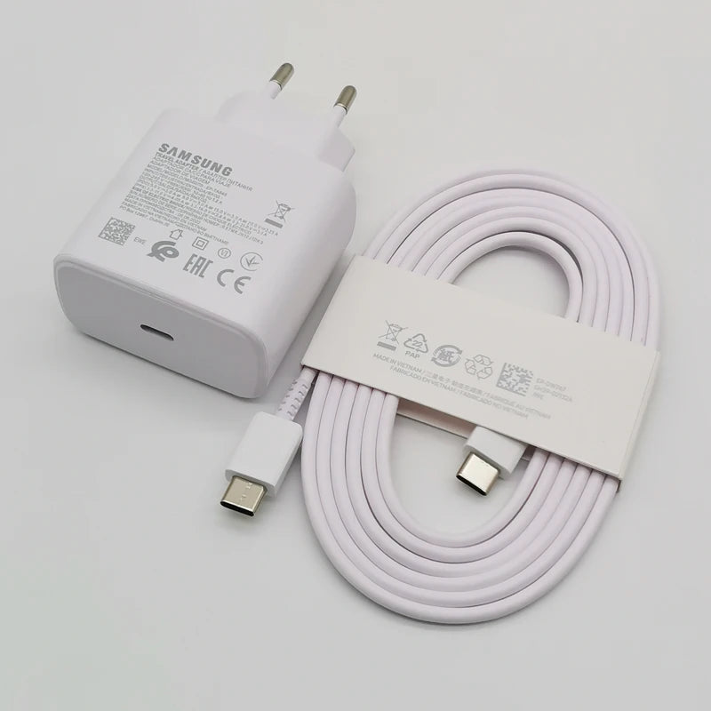 Samsung 45W Super Fast USB C Charger With 1.8M Type C Cable For Galaxy S24 S23 S22 S21 S20 Note 20 Ultra Z Flip And Fold Series