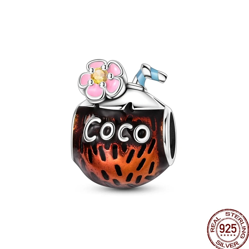 925 Sterling Silver Heart Family Charm Bead With Zircon