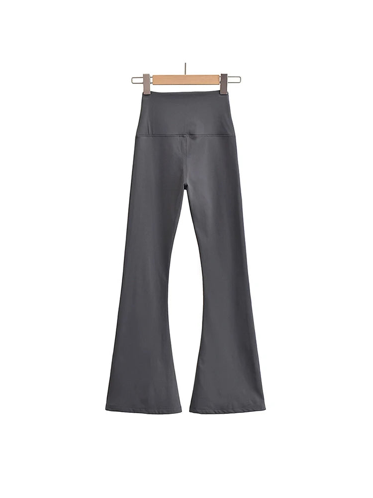 Fall Korean Style Flare Leg Yoga Pants For Women Black