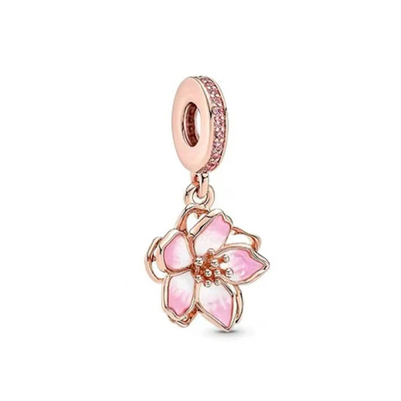 Rose Gold Butterfly Lock Key Charms Beads for DIY Jewelry Making F343
