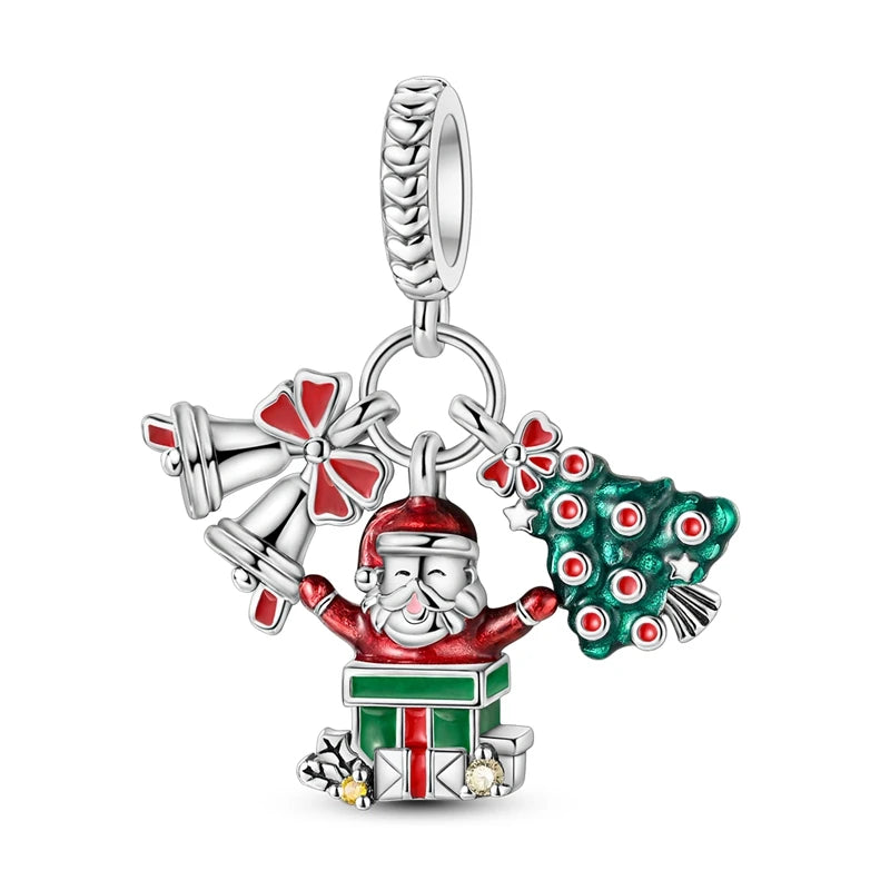 Sterling Silver Snowman Charm Beads for Bracelets Jewelry Gift KTC1361