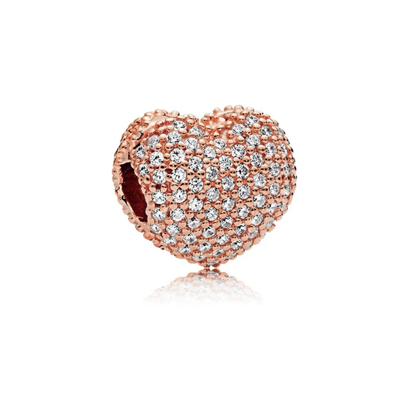 Sparkling Rose Gold Family Tree & Flower Charm Bead for European Silver Bracelet YY1002