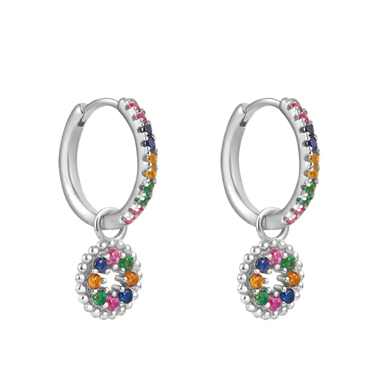 Colorful Crystal Heart Hoop Earrings for Women in Stainless Steel with 14k Gold Plating and Cubic Zirconia Luxury Jewelry