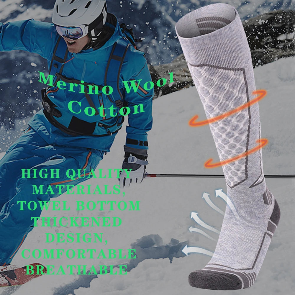 Thermal Wool Ski Socks Unisex Thick Warm Winter Sports
