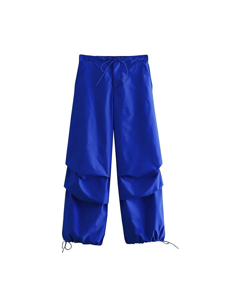 Women Parachute Cargo Pants High Waist Jogger Boot Cut