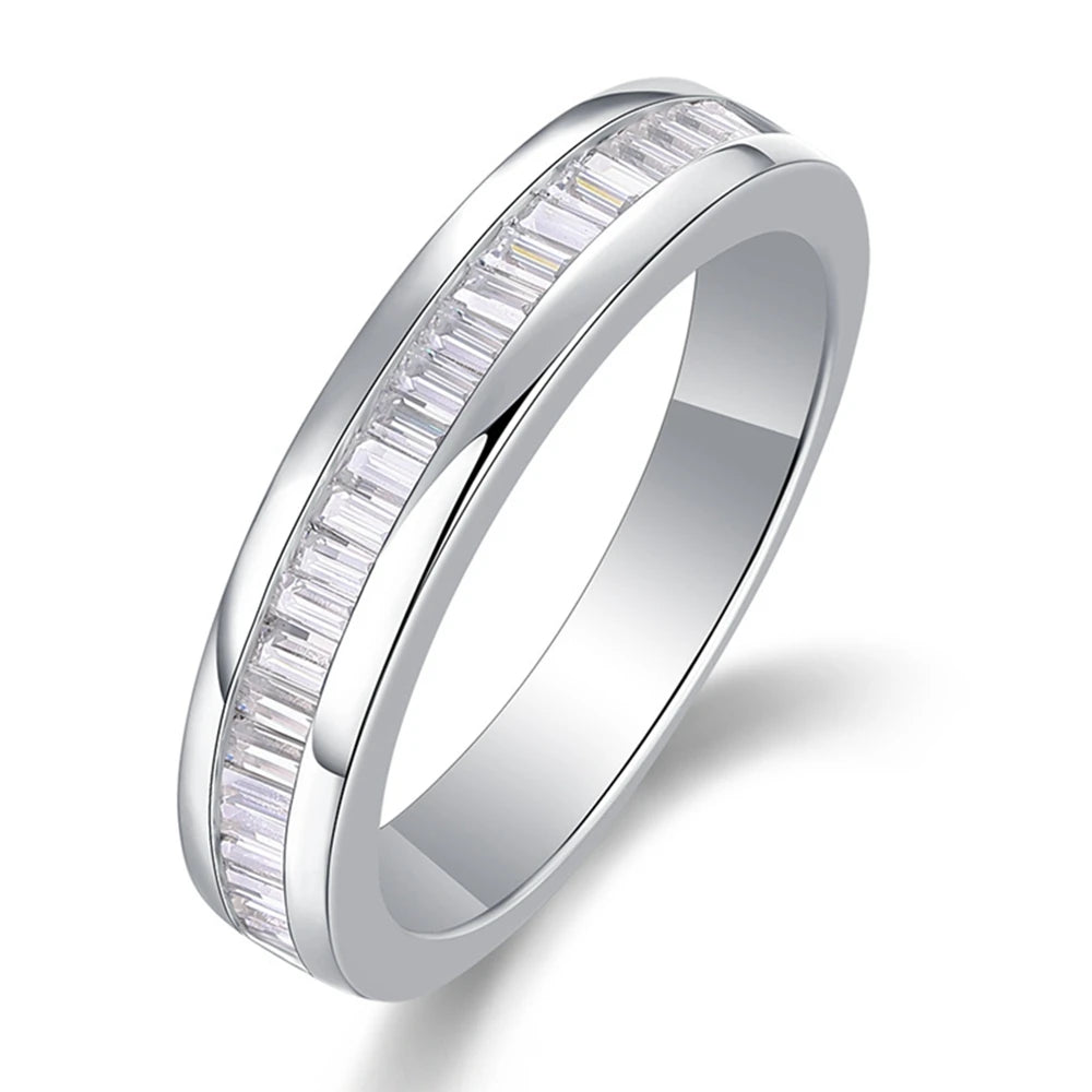 Vinregem 3EX VVS1 D Color Moissanite Diamond Row Ring in 925 Sterling Silver Fine Jewelry for Women Moissanite