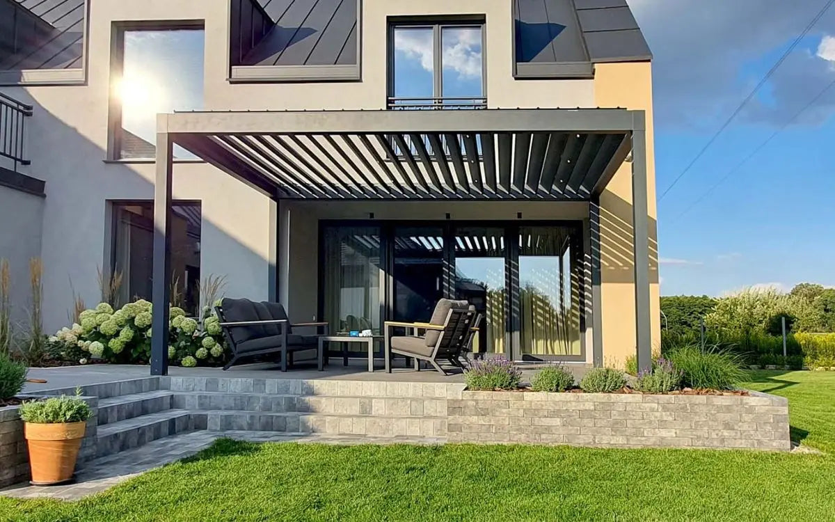Sustainable Customized Waterproof Electric Aluminum Pergola Eco Friendly Outdoor Gazebo With Smart Louvred Roof