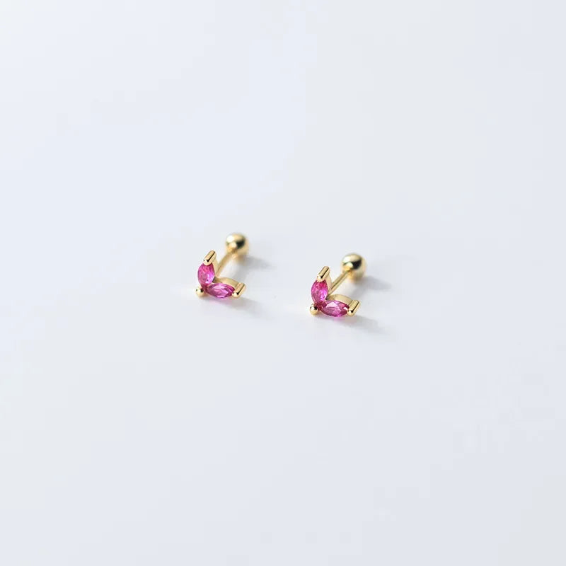 Rose Red Zircon Hoop Earrings for Women Minimalist Dangle Party Jewelry Trend 2025