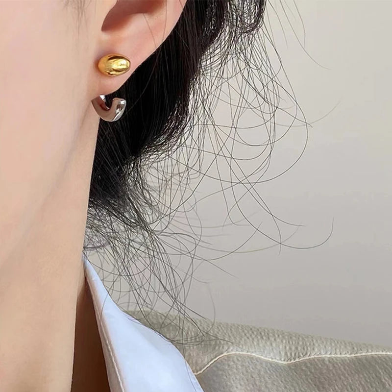Trendy Two-Tone Irregular Stud Earrings for Women Fashion Designer Jewelry