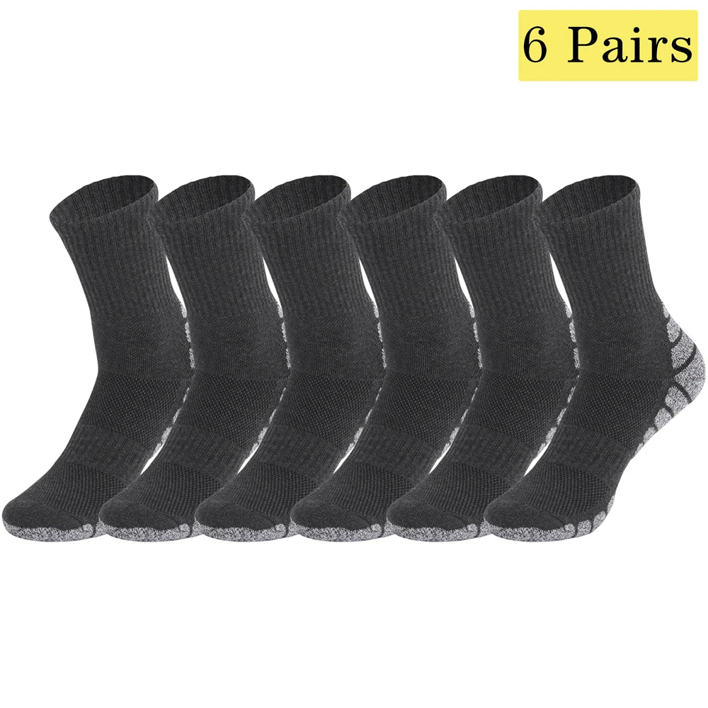 6 Pairs Thermal Winter Hiking Socks Mid Crew Cushion