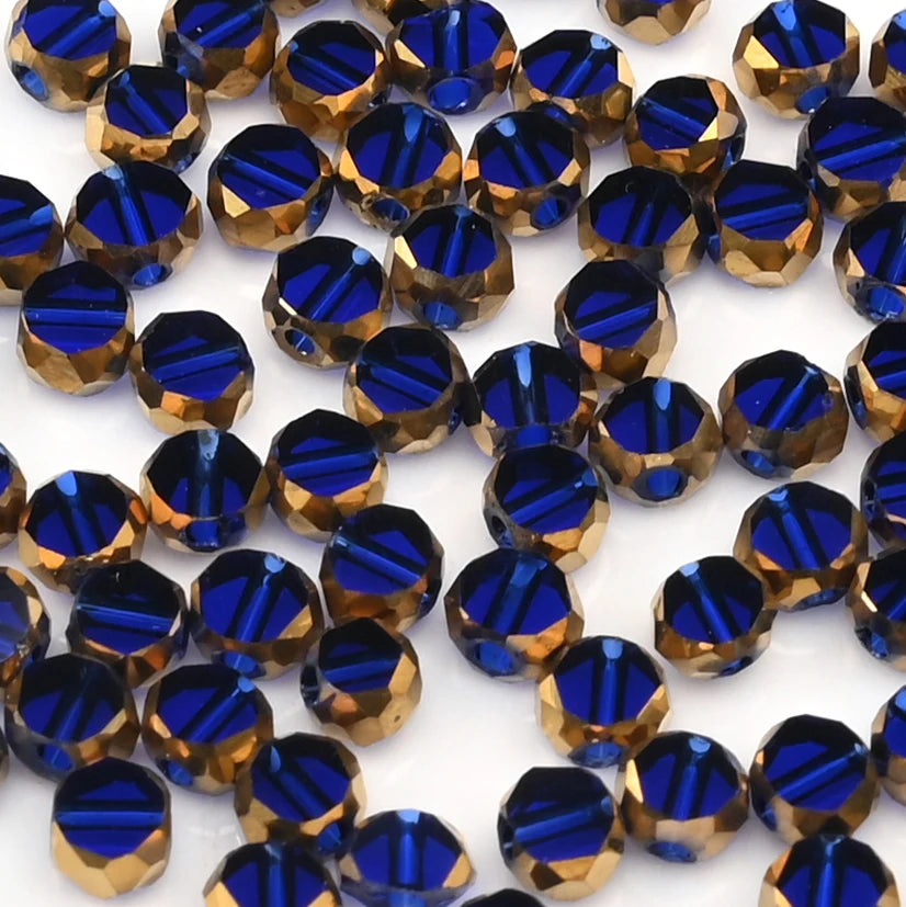 72 Pieces Golden Plated Glass Beads 3x4mm Oval Flat Faceted Crystal Beads for DIY Jewelry Making Necklaces and Bracelets