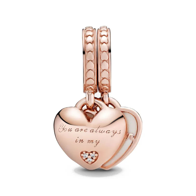 Exquisite 925 Silver Heart-Shaped Dog Paw Beads and Castle Pendant for European Original Bracelet DIY Accessories