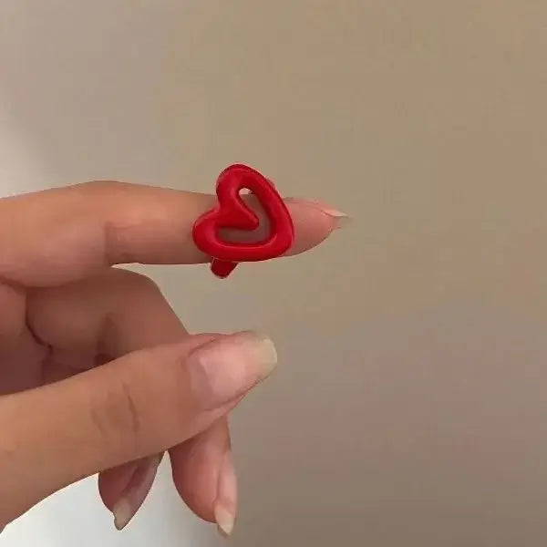 2025 Colorful Enamel Heart Sweet Ring Trendy Geometric Dripping Oil for Women style 05