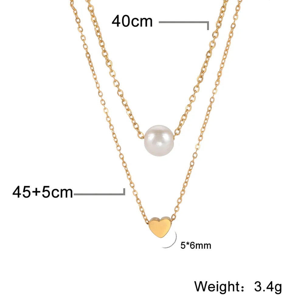 Skyrim Tiny Heart Choker Necklace Stainless Steel Double Layered Beads Chain Aesthetic Jewelry Gift for Women