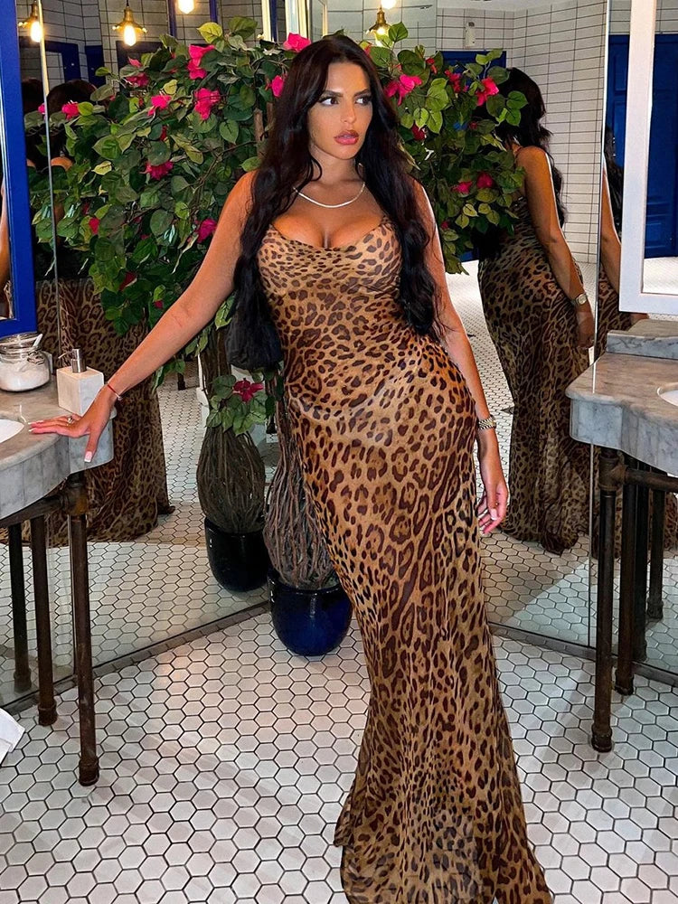 Julissa Mo Leopard Print V-Neck Bodycon Dress for Women