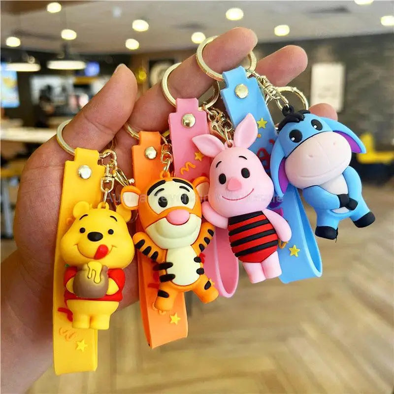 Kawaii Anime Disney Keychain Set Featuring Mickey Mouse, Minnie, Lilo & Stitch