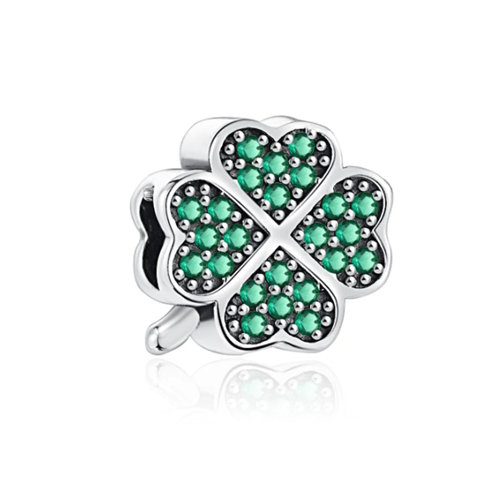 Sterling Silver Four-Leaf Clover Charm Bracelet for Women B969zhu