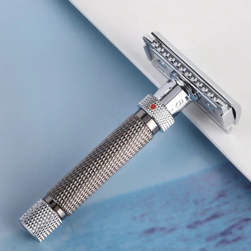Yaqi Adjustable Stainless Steel Safety Razor For Men Chrome Gunmetal Finish