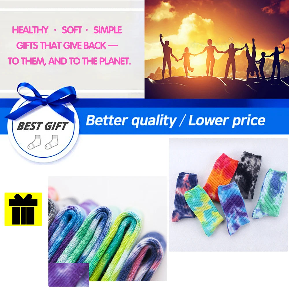 Unisex Antibacterial Tie Dye Cotton Blend Cycling Socks