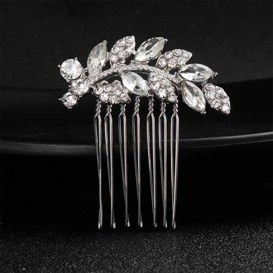 Efily Classic Silver Wedding Hair Combs - Crystal Rhinestone Bridal Accessories