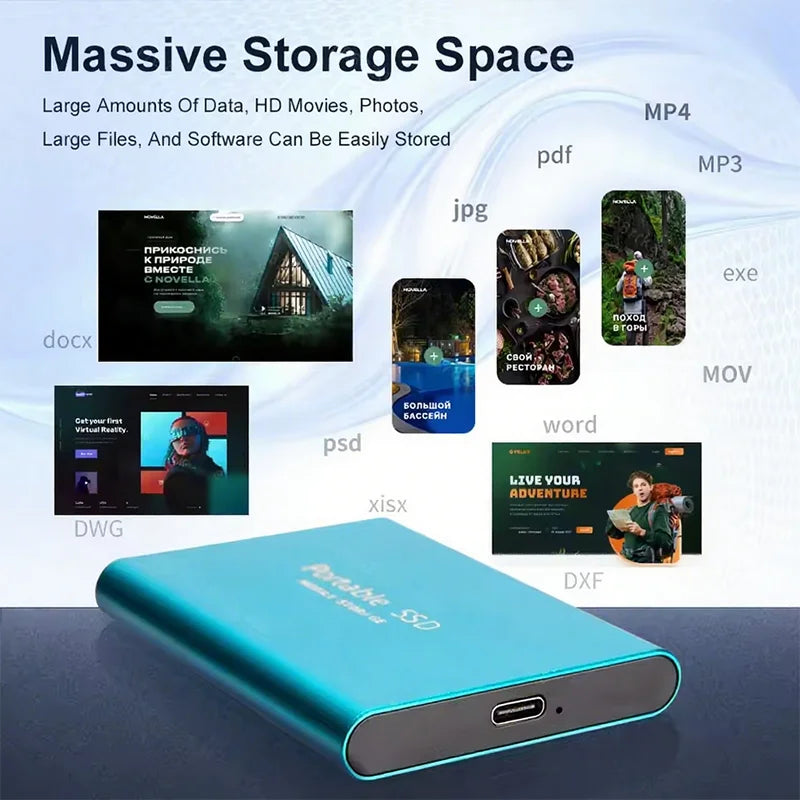 Portable SSD 1TB USB 3.2 Type-C High Speed External Solid State Drive for Laptop PC Mac