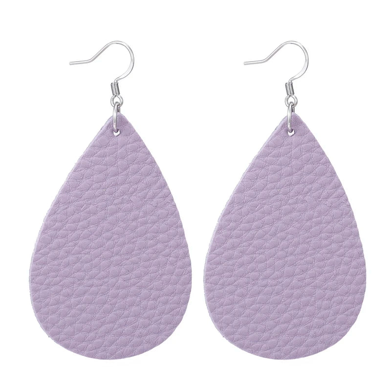 Elegant Faux Leather Teardrop Earrings for Women Lightweight Dangle Fashion Jewelry
