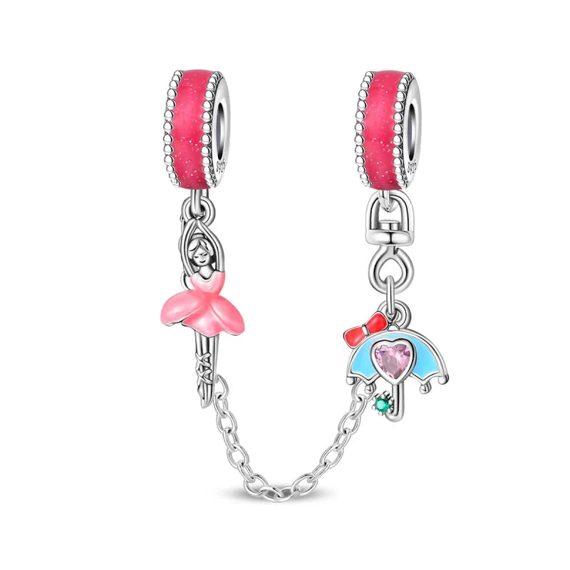 925 Sterling Silver Clover Daisy Star Moon Pavé Safety Chain Bow Necklace and Bracelet Set Luxury Fine Jewelry for Women