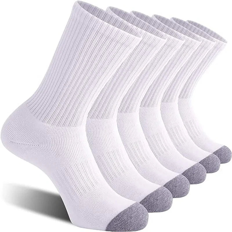 Large Men Cotton Knee High Sports Socks White Bulk