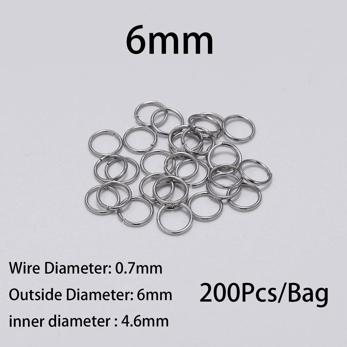 Stainless Steel Jump Rings Open Loops for DIY Jewelry Making 30 to 200 Pieces 0.8 x 5mm 200pcs