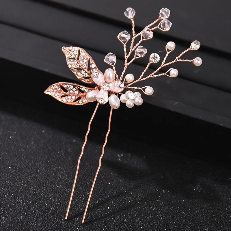 Elegant Crystal Pearl Rhinestone Hairpins for Women Bridal Party Accessories