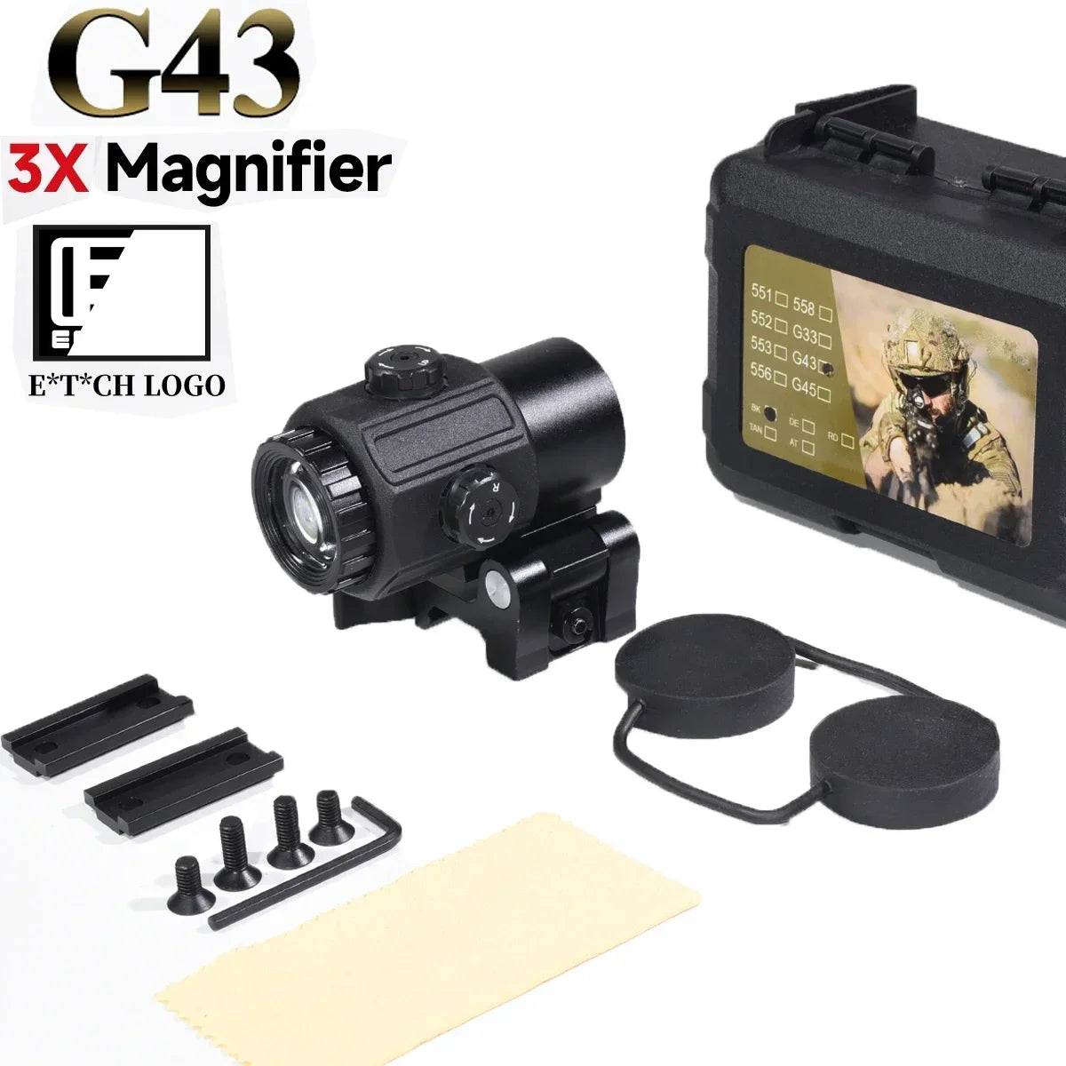 Eotech 558 G43 Magnifier Holographic Sight Scope with Folding Side Flip and 5X Magnification for Tactical Reflex Riflescope ONLY G43--W