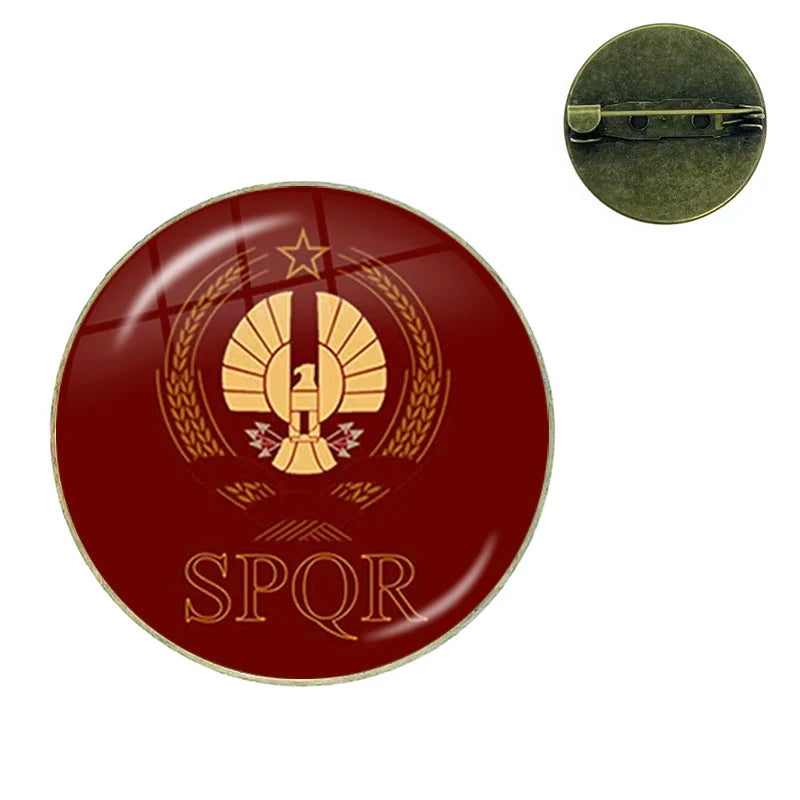 Vintage Roman Empire Legion Glass Cabochon Brooch Pins for Men and Women