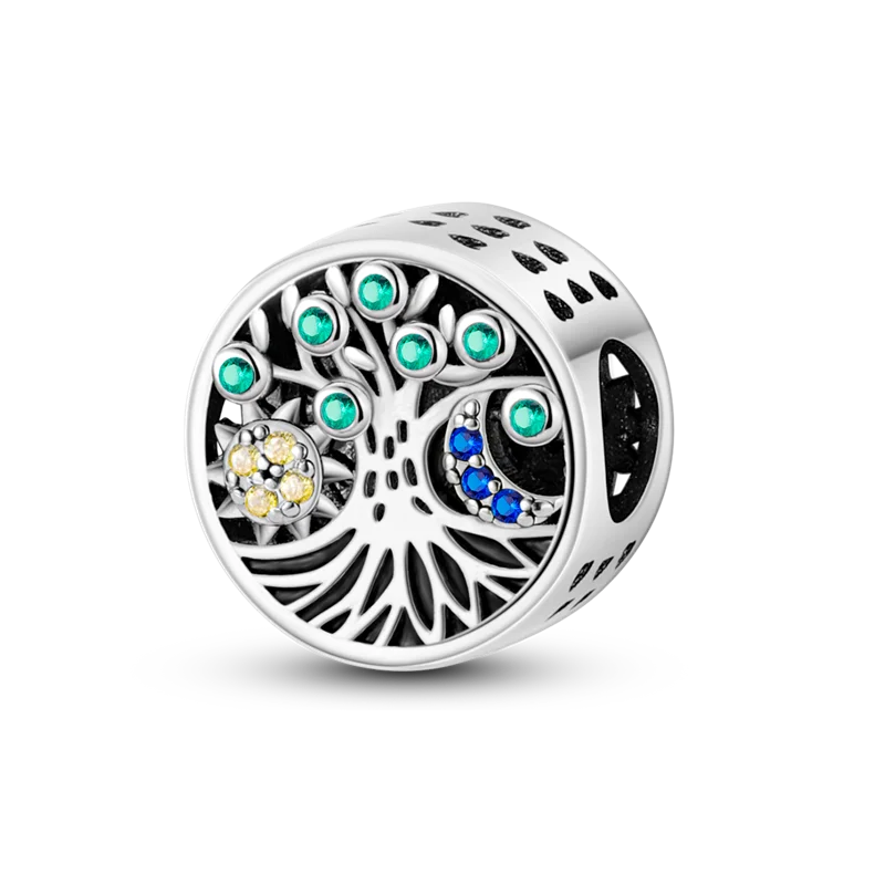 Silver Plated Eternal Symbol Charms with Luminous Star Beads and Love Dangle Safety Chain for DIY Jewelry