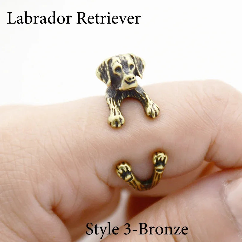 Vintage Labrador Retriever Wrap Ring Adjustable Fashion Jewelry for Women and Men