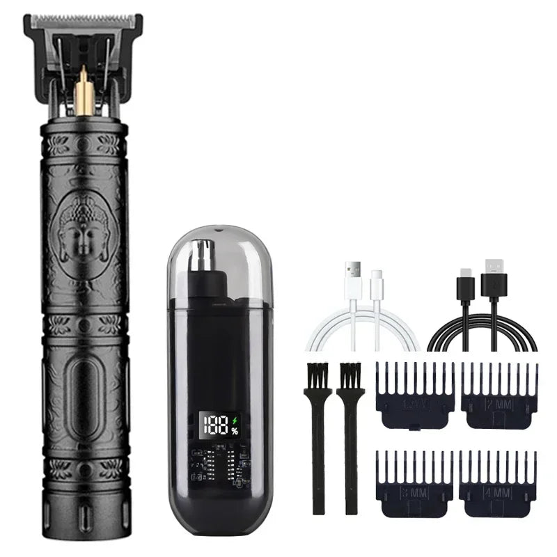 Vintage T9 Precision Hair Clipper with USB Charging and Portable Shaving Function