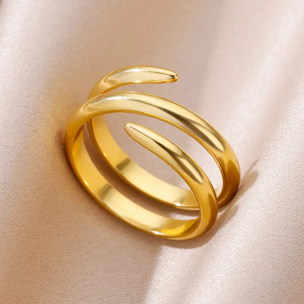 Gold Color 316L Stainless Steel Women's Rings - Fade-Resistant Luxury Wedding Jewelry with Free Shipping
