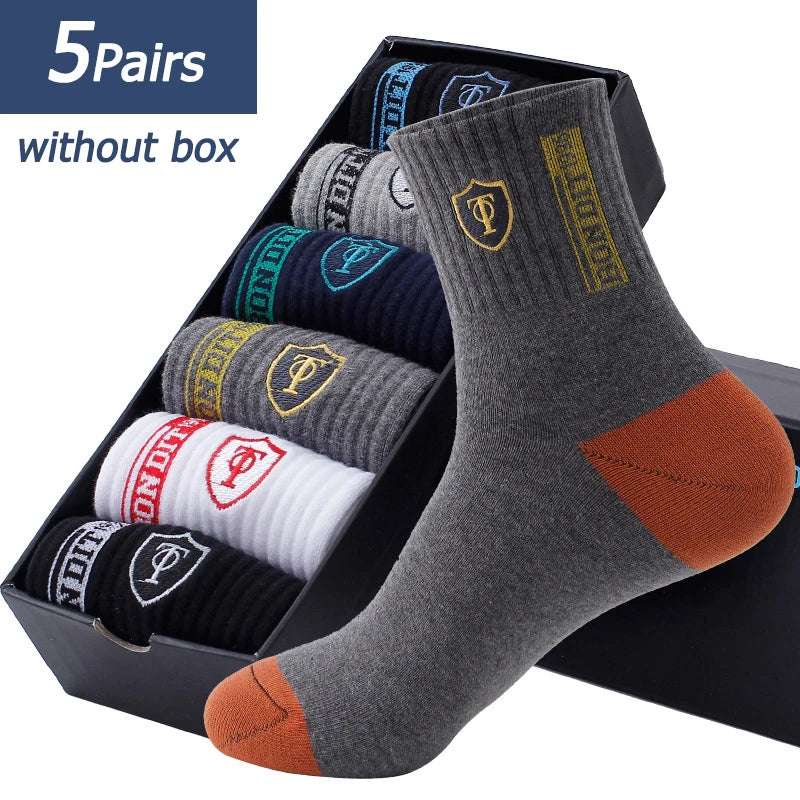 5 Pairs Men’s Summer Sports Socks Breathable Sweat Absorbent Thin Basketball Crew Socks EU 38-47