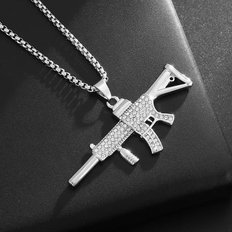 Cubic Zirconia Hip Hop XO Pendant Necklace for Men and Women