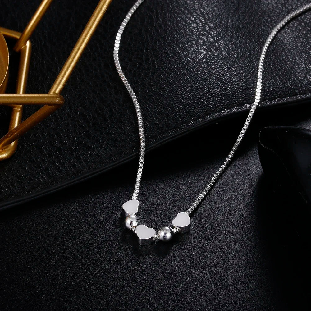Elegant Heart Charm Silver Necklace for Women Fashion Pendant Jewelry Gift